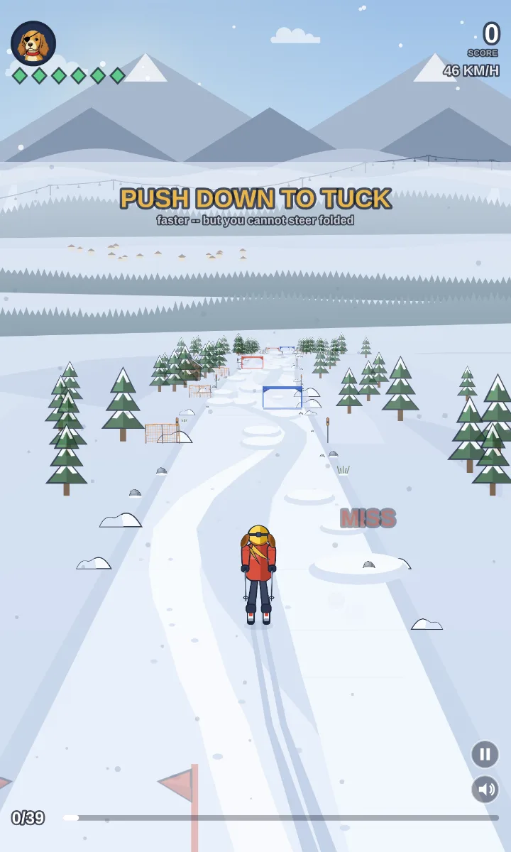 Slalom: gates down an alpine piste.